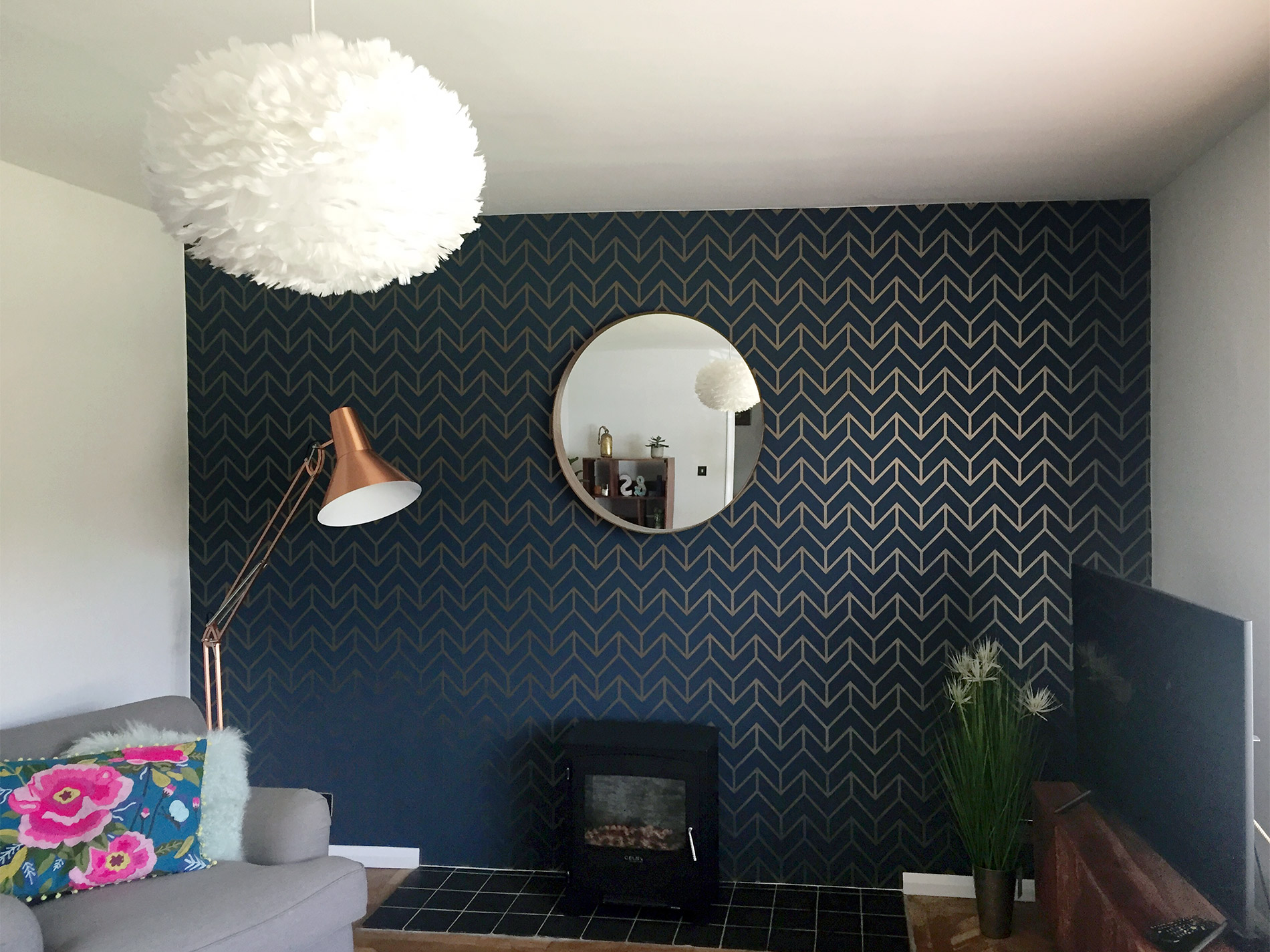 Living Room Feature Wallpaper Hitchin Belle Decorating